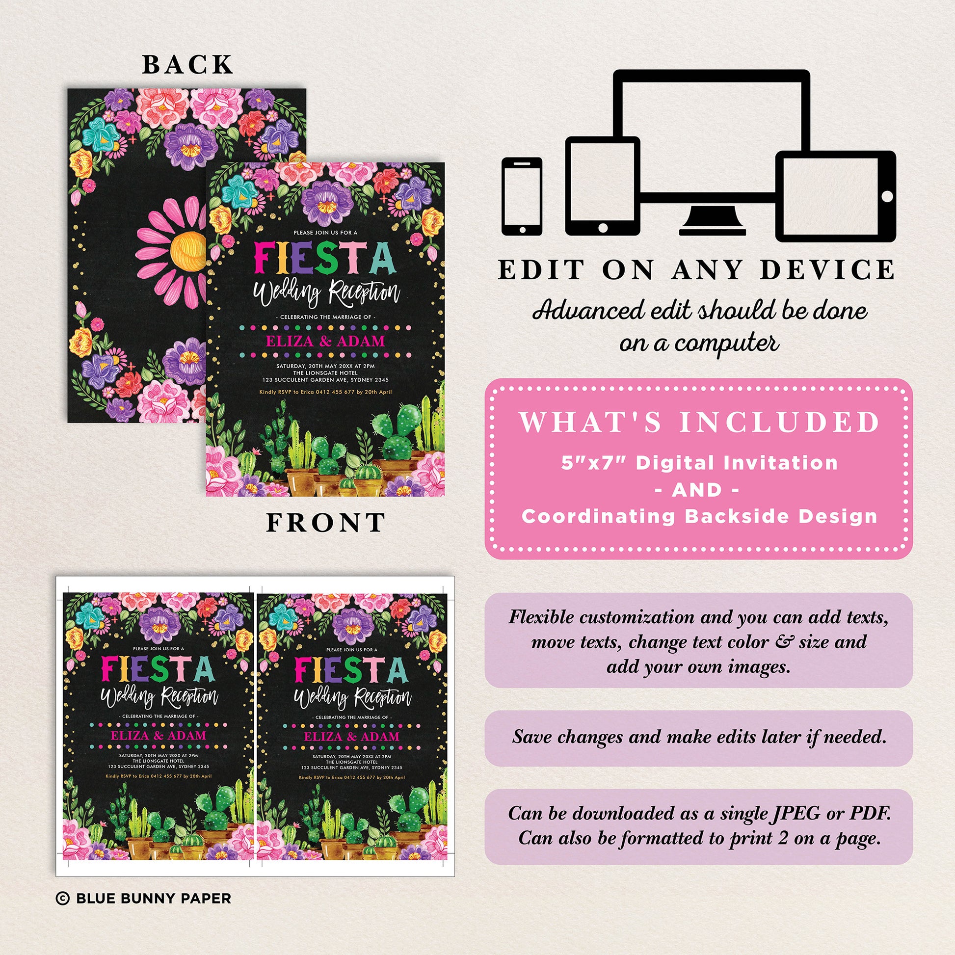 Mexican Fiesta Wedding Reception Invite
