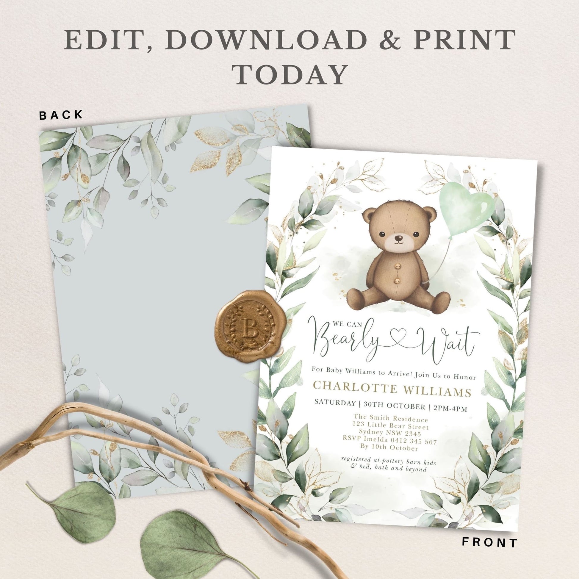 Teddy Bear Baby Shower Invitation