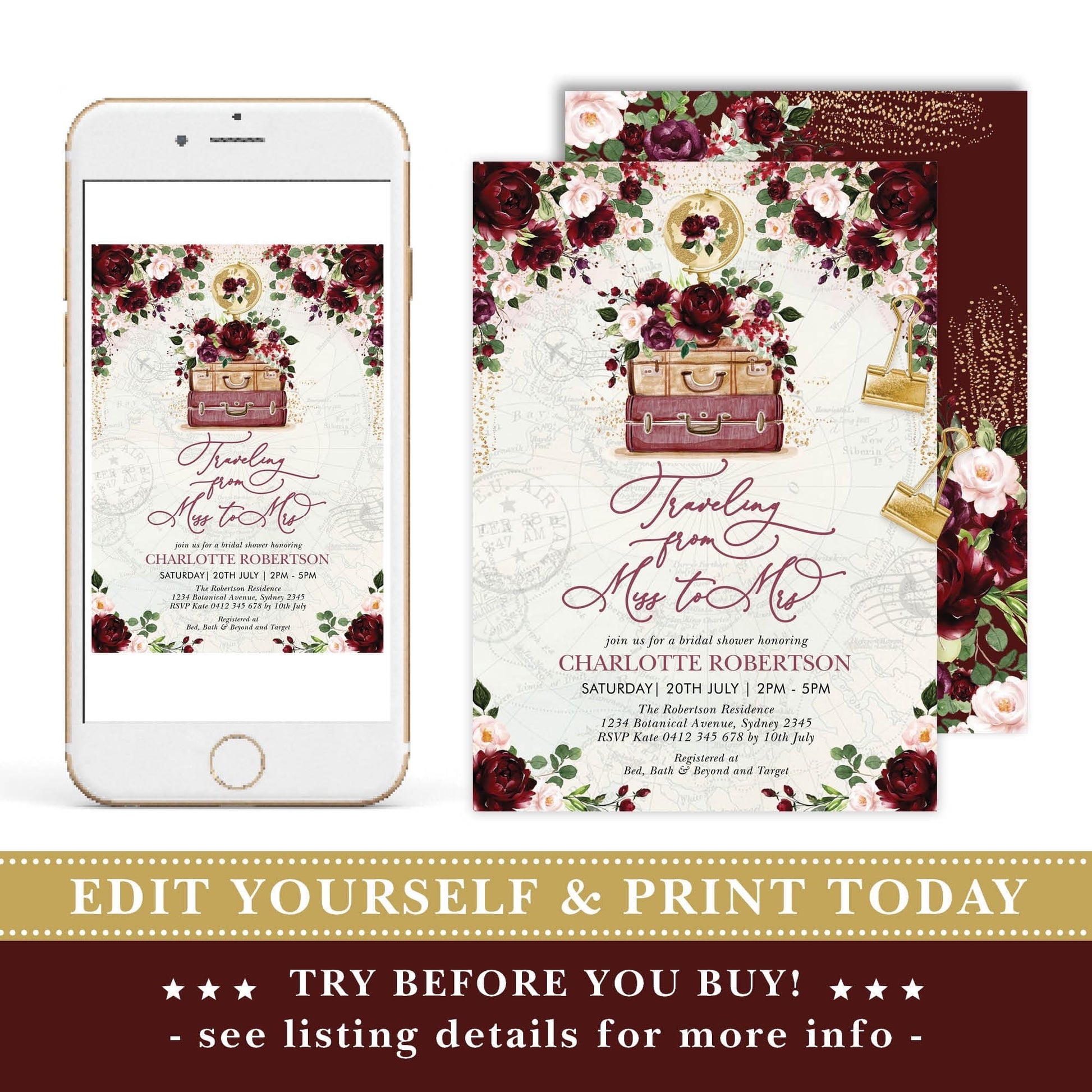 Travel Bridal Shower Invite