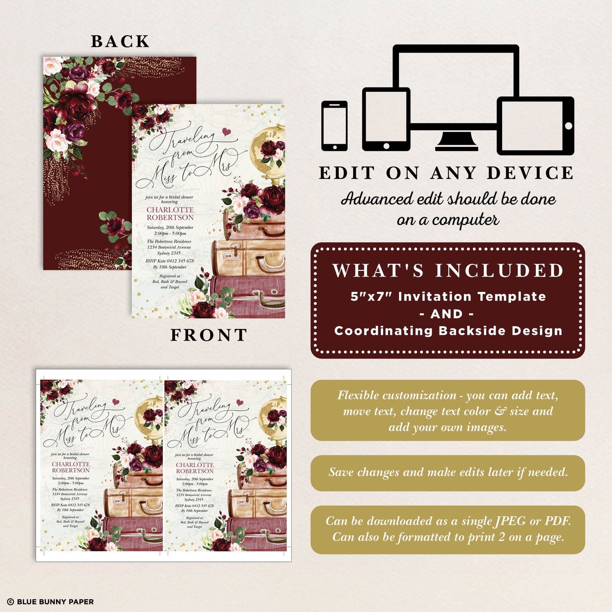Travel Bridal Shower Invite