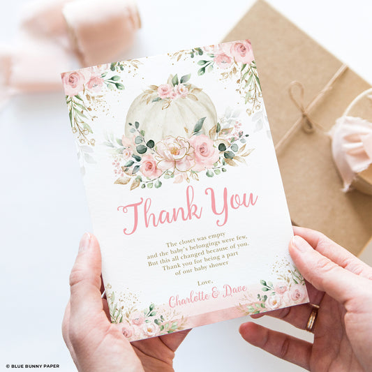 Pumpkin Baby Shower Thank You Card