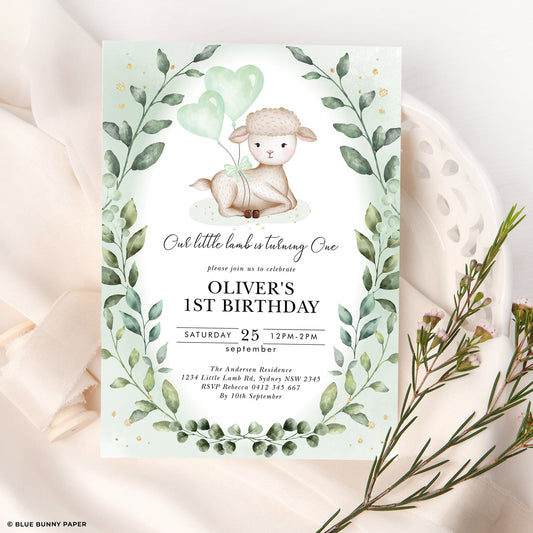 Lamb Birthday Invitation