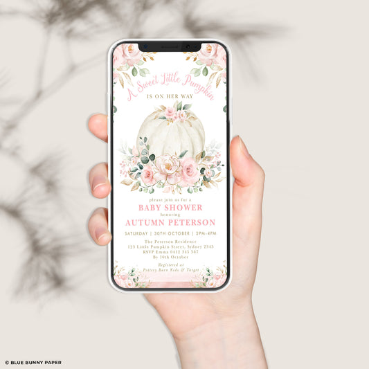 Digital Pumpkin Baby Shower Invitation