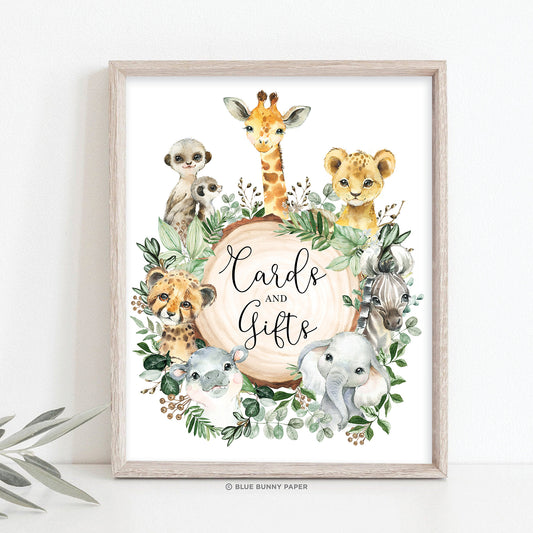 Safari Animals Cards and Gifts Party Sign
