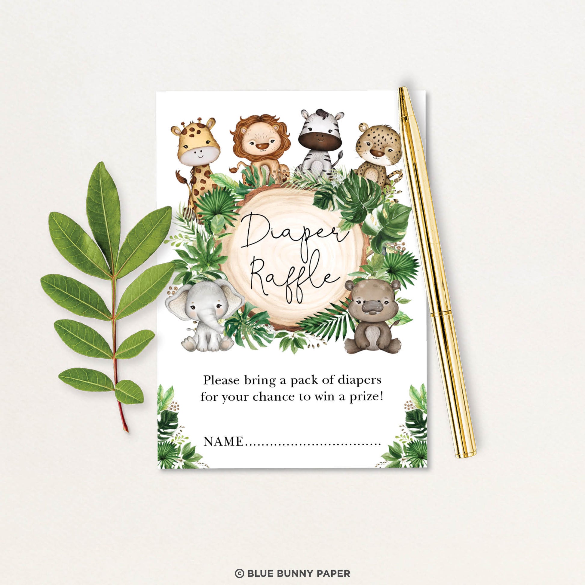 Baby Shower Diaper Raffle Card