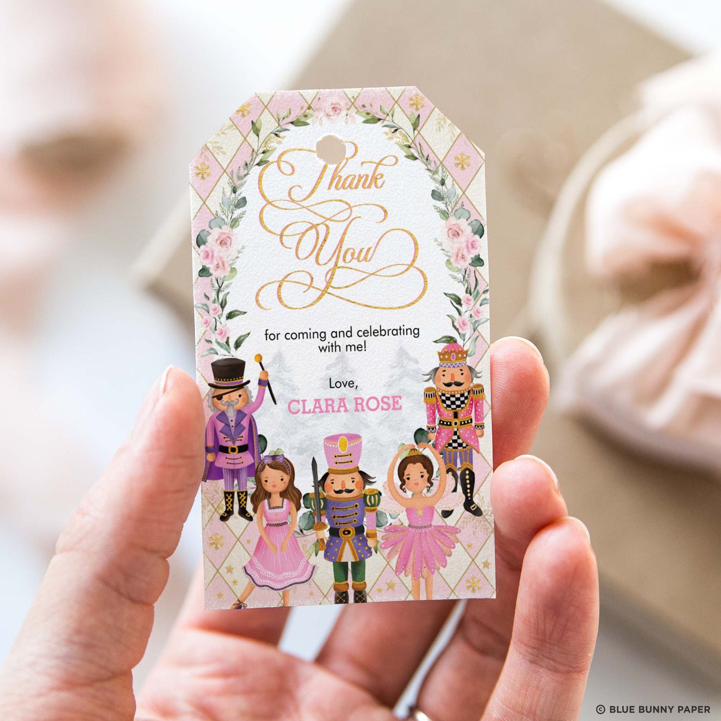 Pink Nutcracker Favor Tags