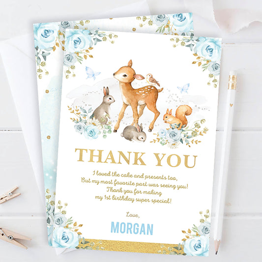 Boy Woodland Party Thank You Card