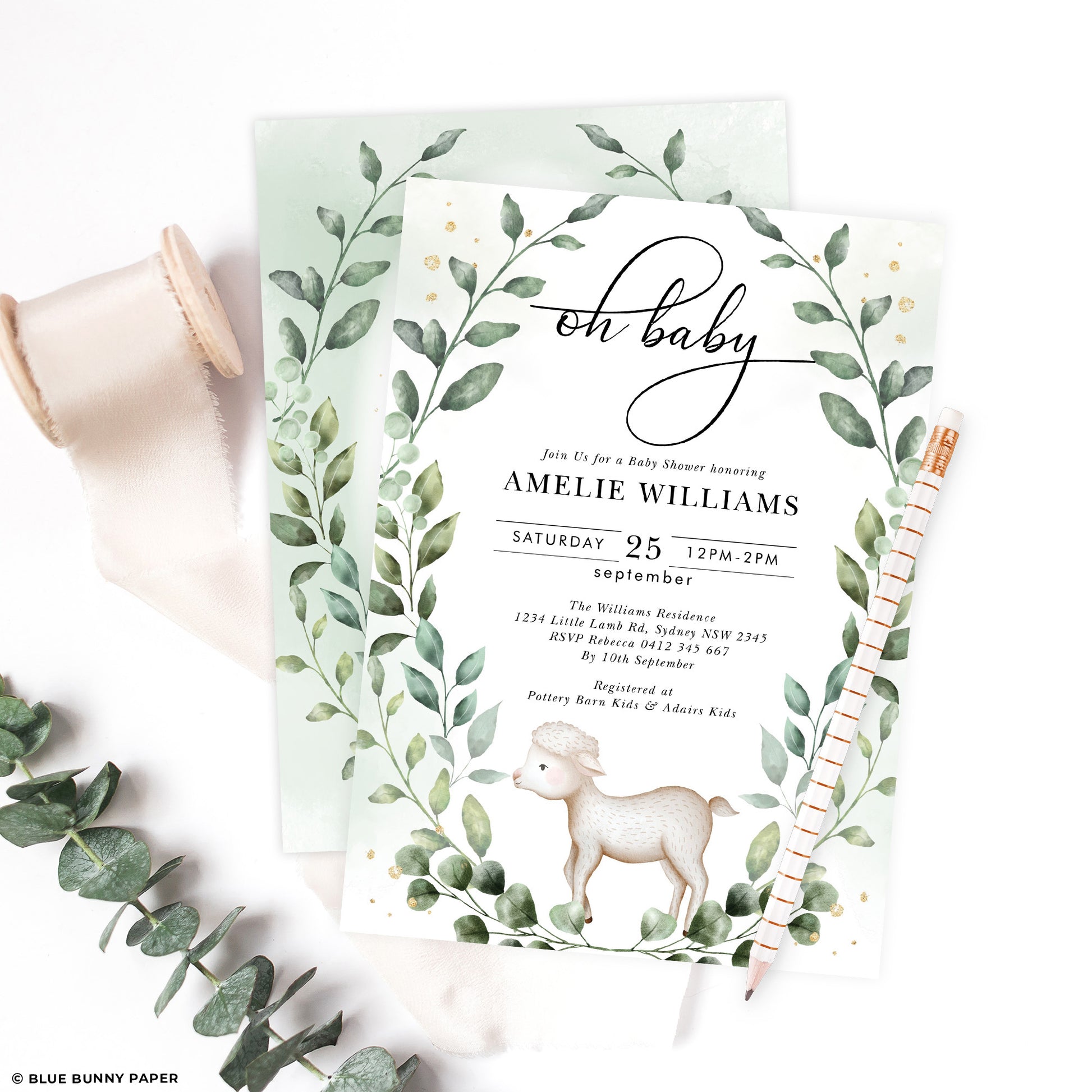 Lamb Baby Shower Invitation