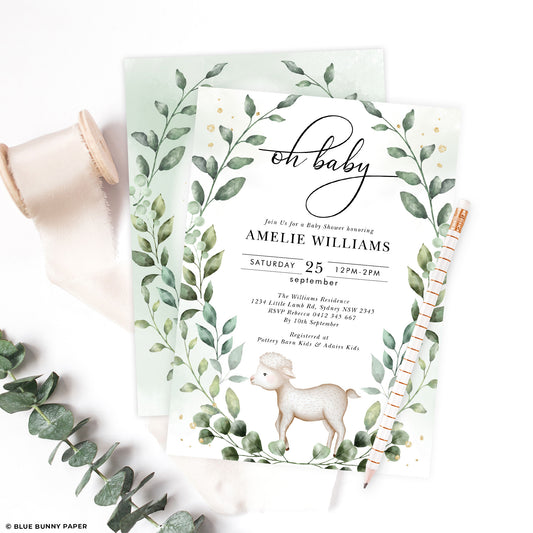 Lamb Baby Shower Invitation