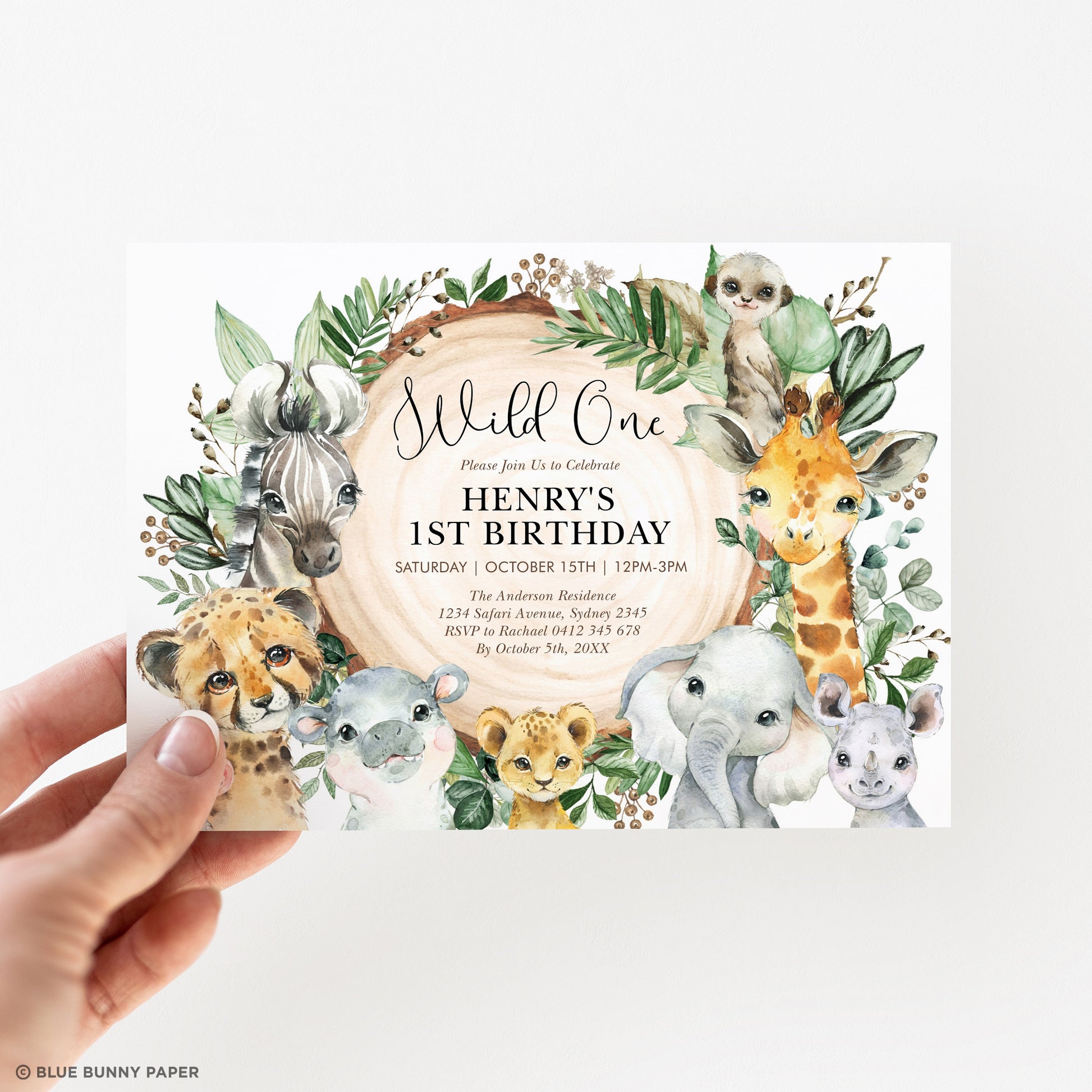 Wild Safari First Birthday Invitations