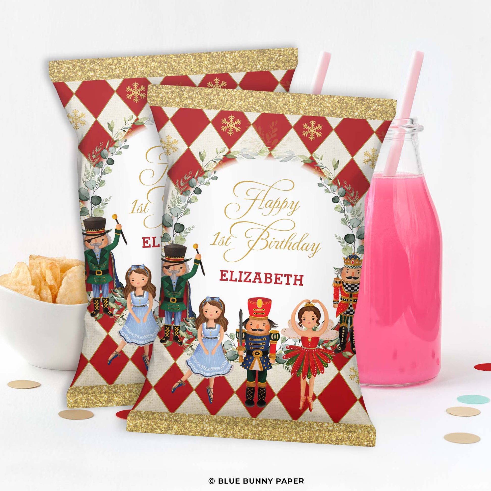 Red Nutcracker Editable Chip Bag