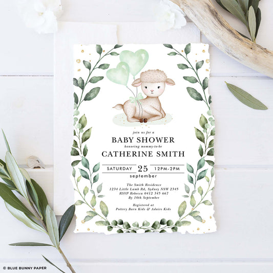 Lamb Baby Shower Invitation