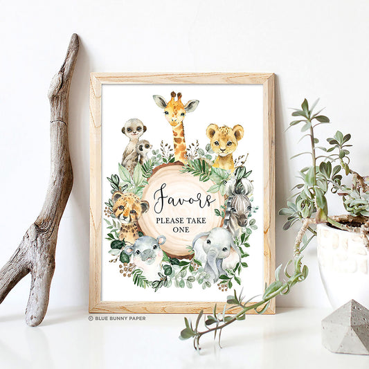 Safari Animals Favors Party Sign