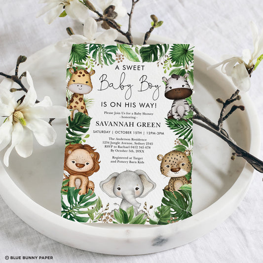 Jungle Animals Baby Shower Invitation