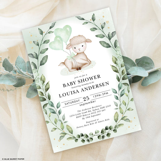 Lamb Baby Shower Invitation