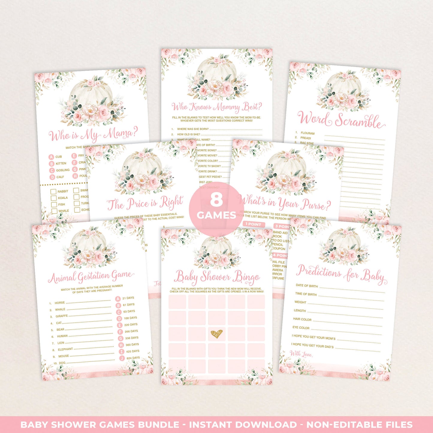 Pumpkin Baby Shower Games Bundle