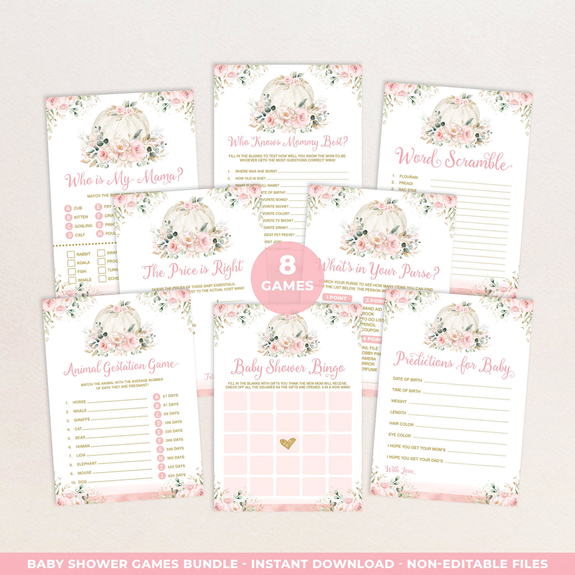 Pumpkin Baby Shower Games Bundle