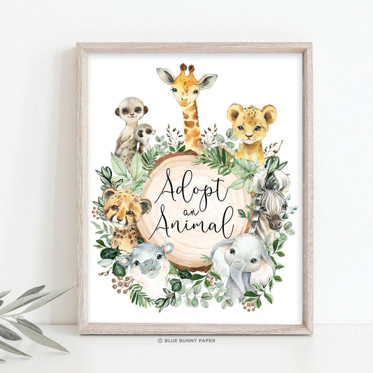 Safari Adopt an Animal Party Sign