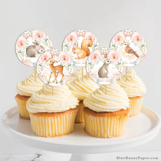 Pink Woodland Cupcake Topper