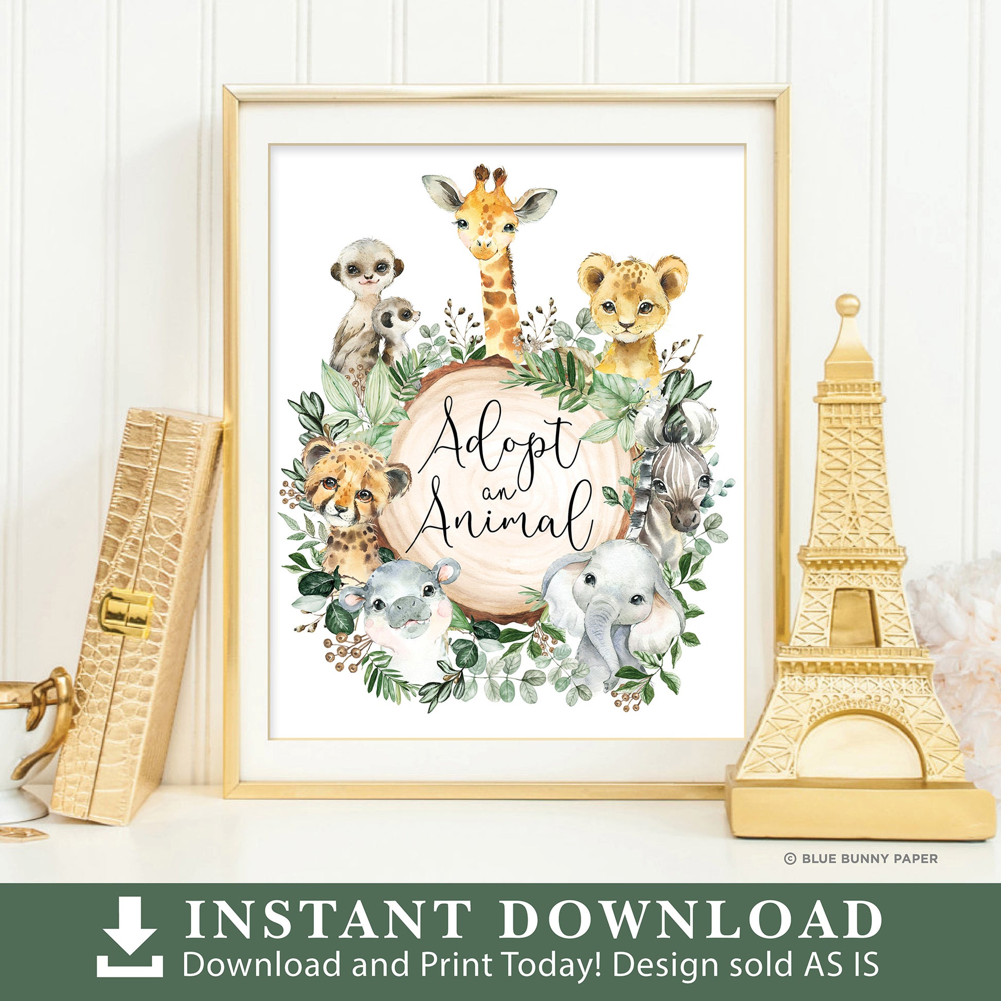 Safari Adopt an Animal Party Sign