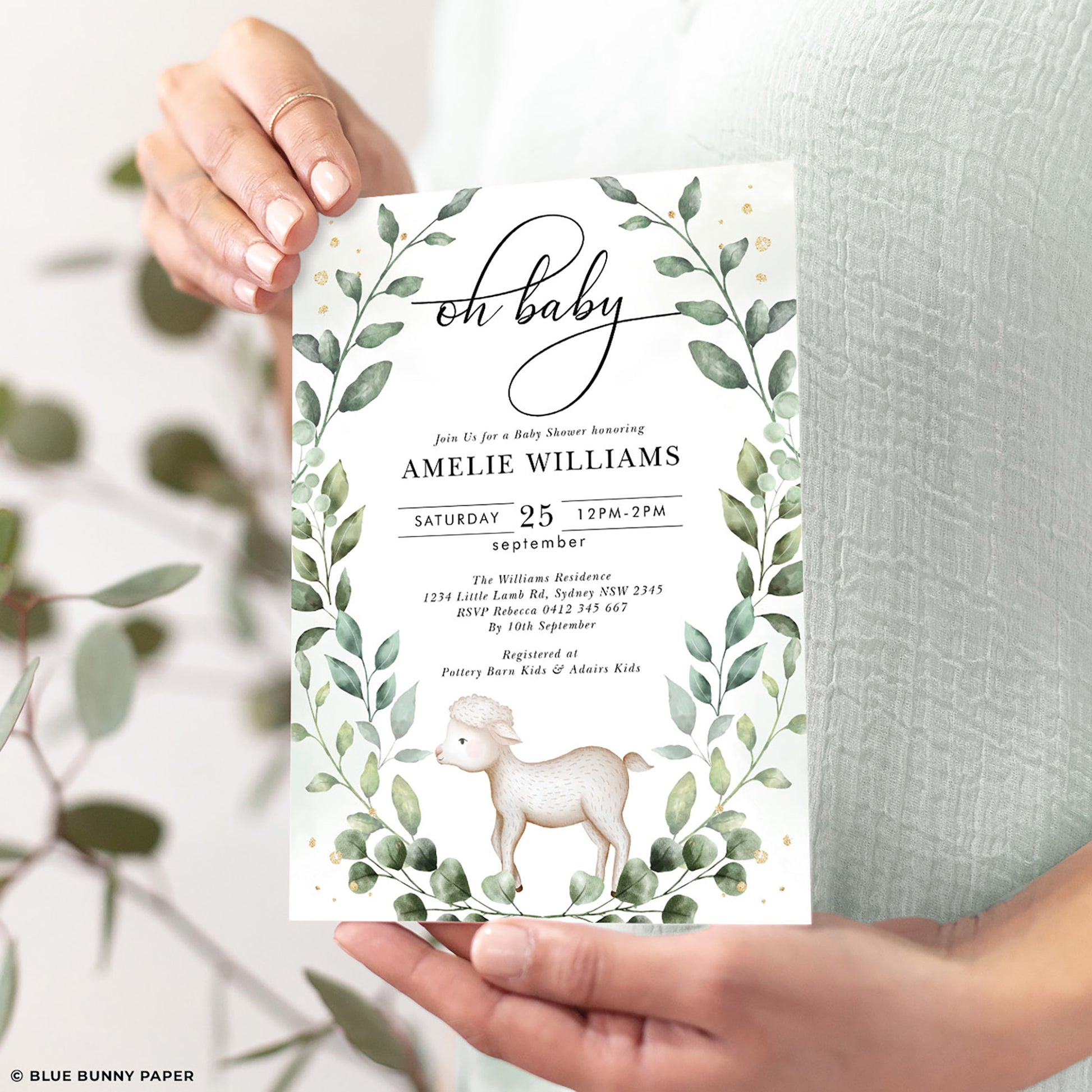Lamb Baby Shower Invitation