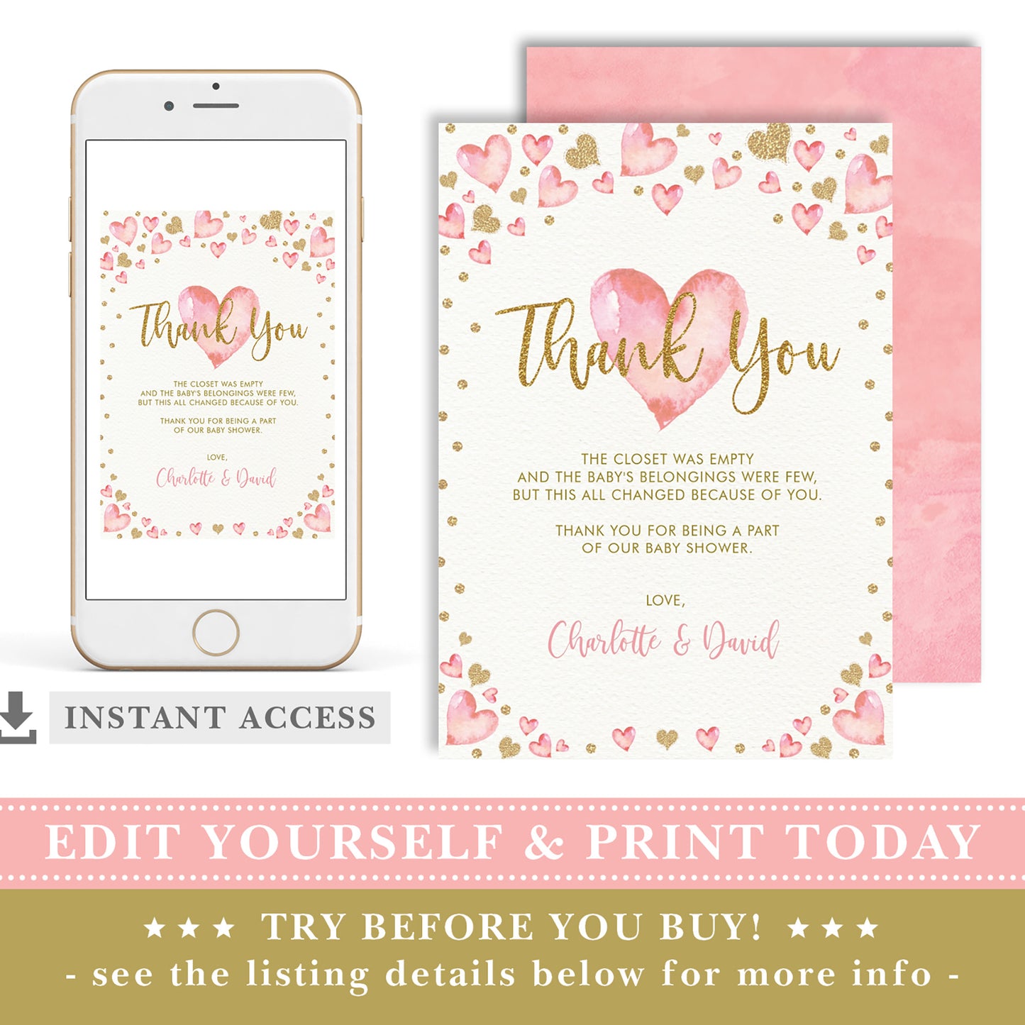 Valentines Baby Shower Thank You Card
