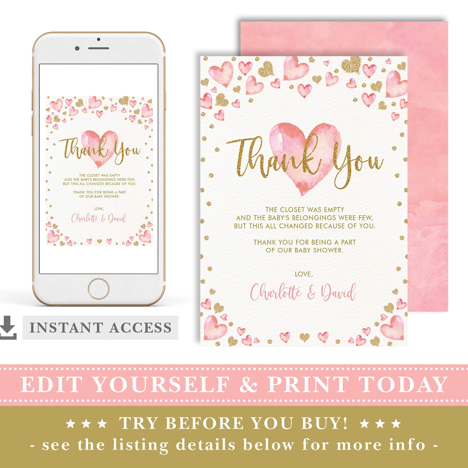 Valentines Baby Shower Thank You Card