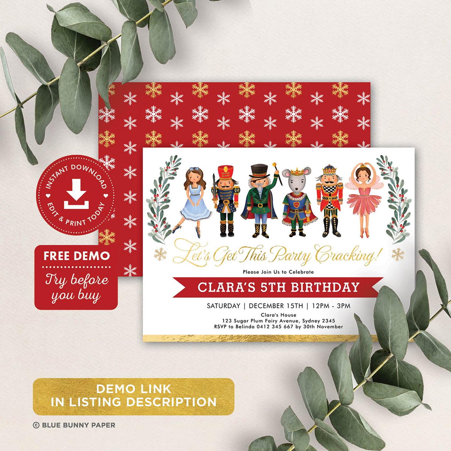 Nutcracker Birthday Invitation