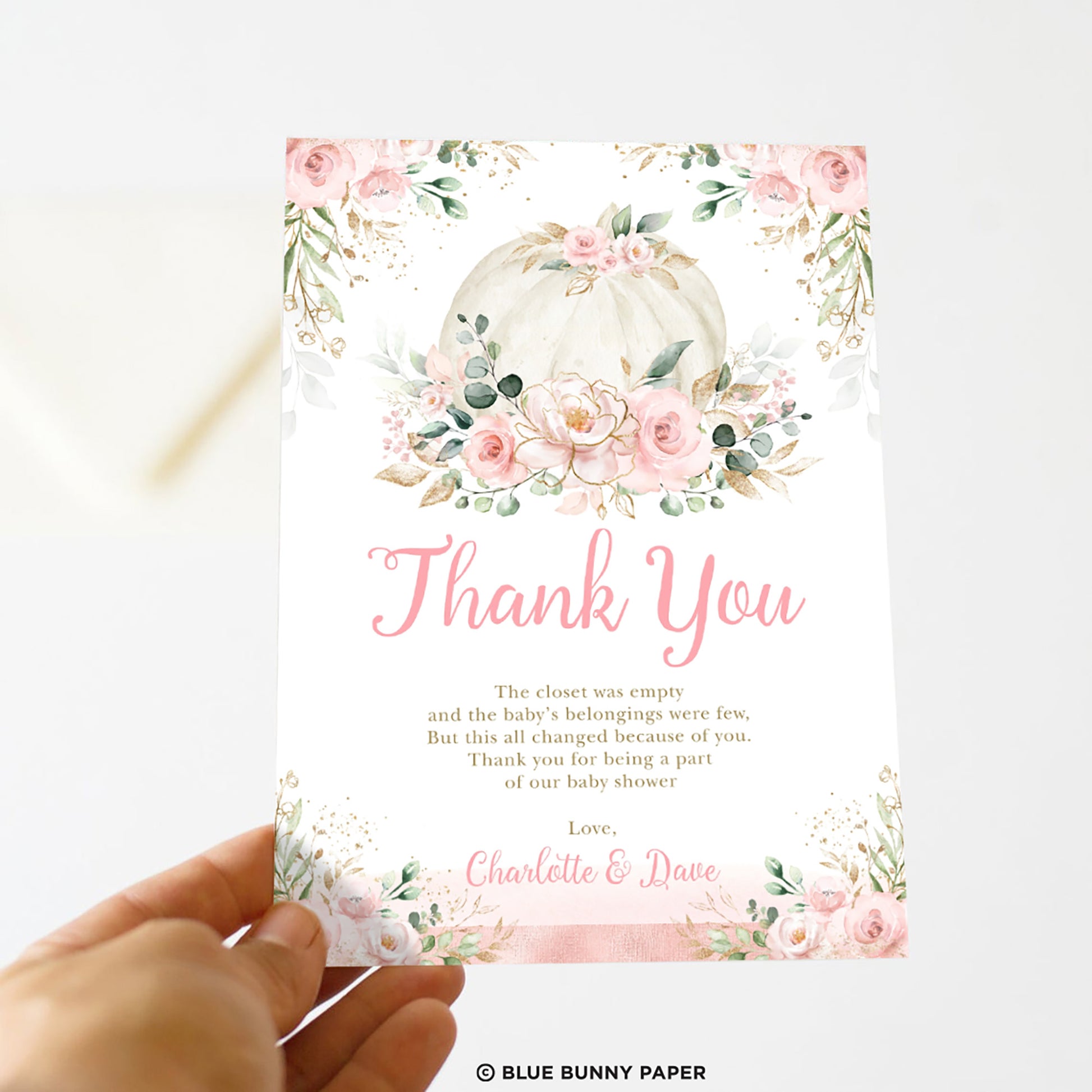 Pumpkin Baby Shower Thank You Card