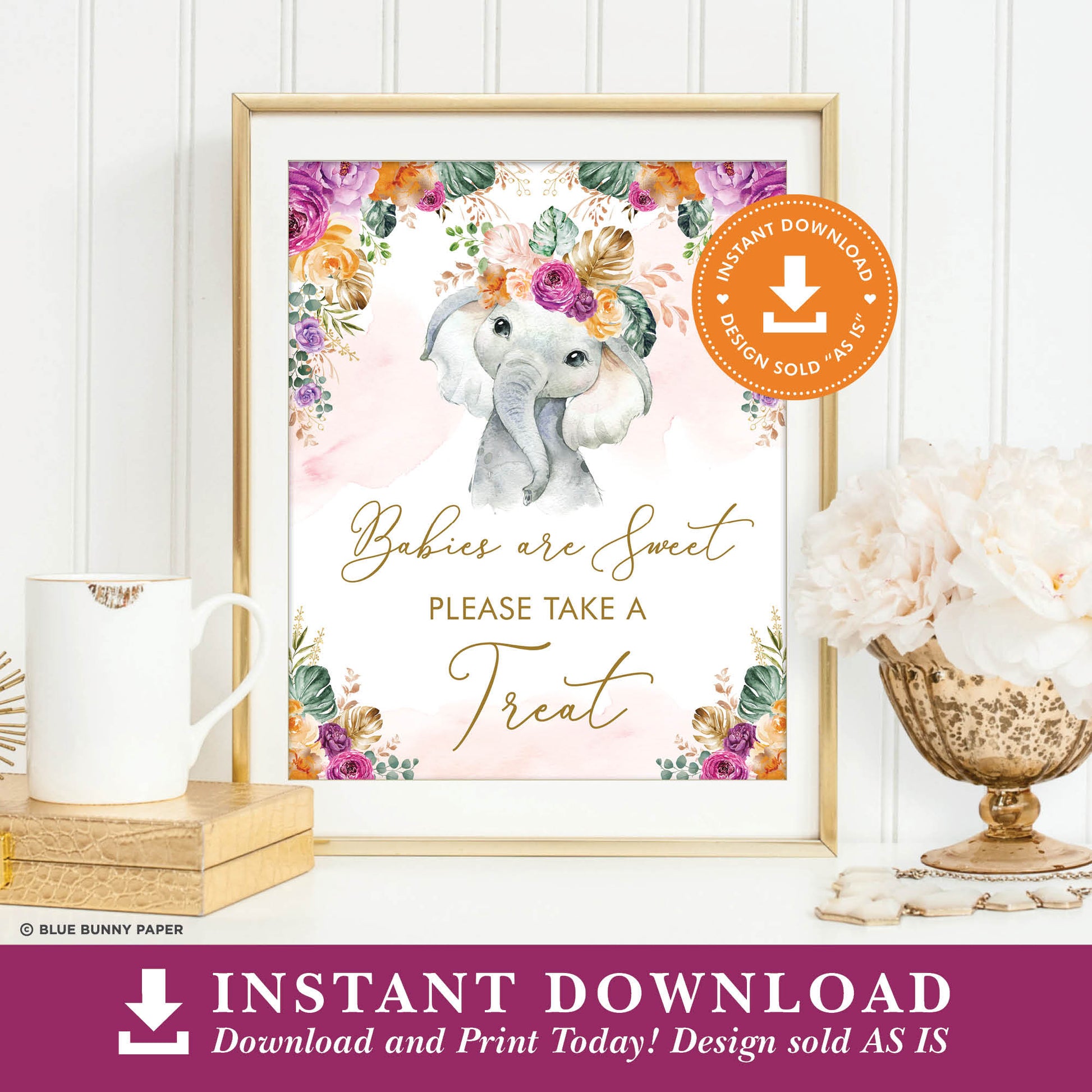 Flower Elephant Take a Treat Sign