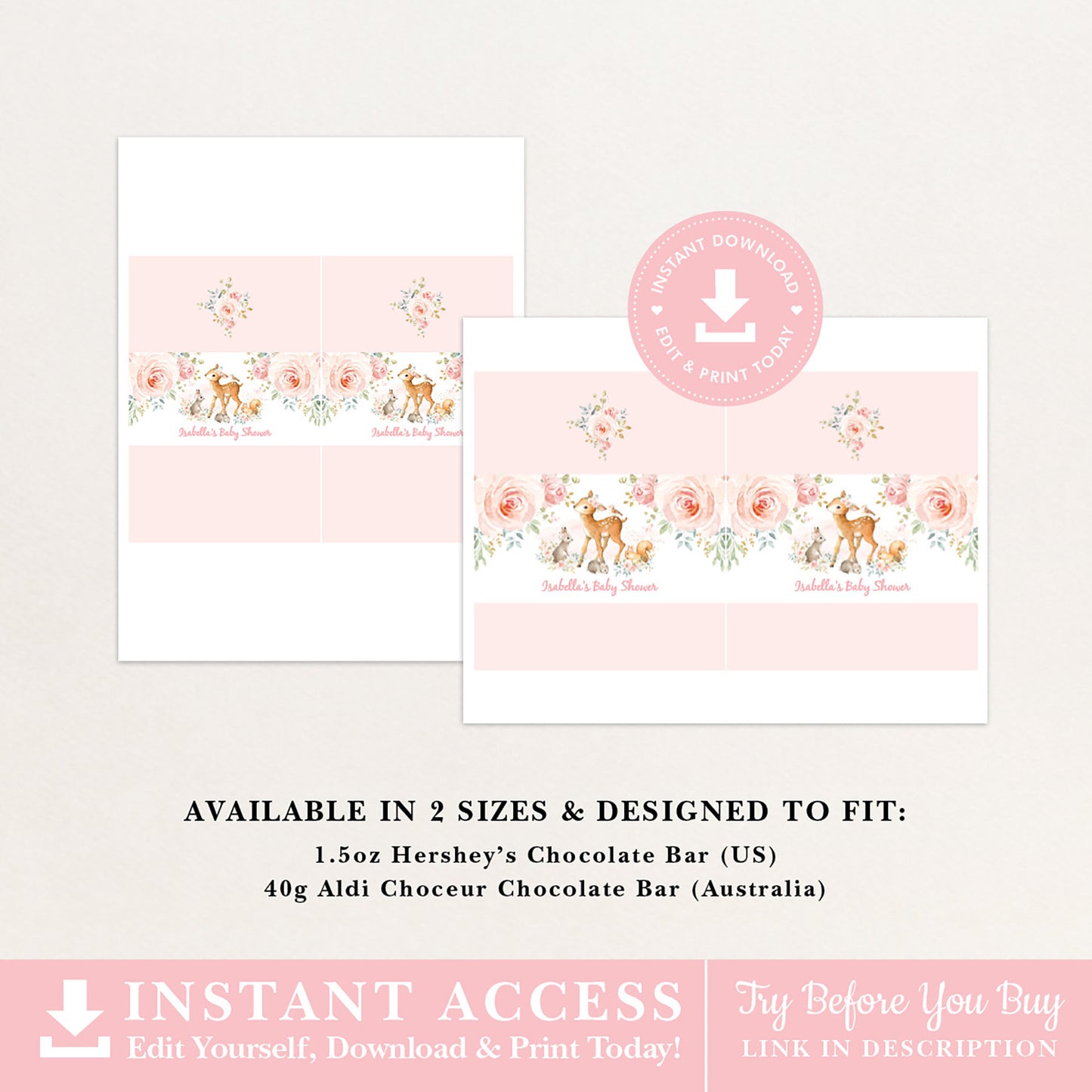 Girl Woodland Chocolate Bar Wrapper