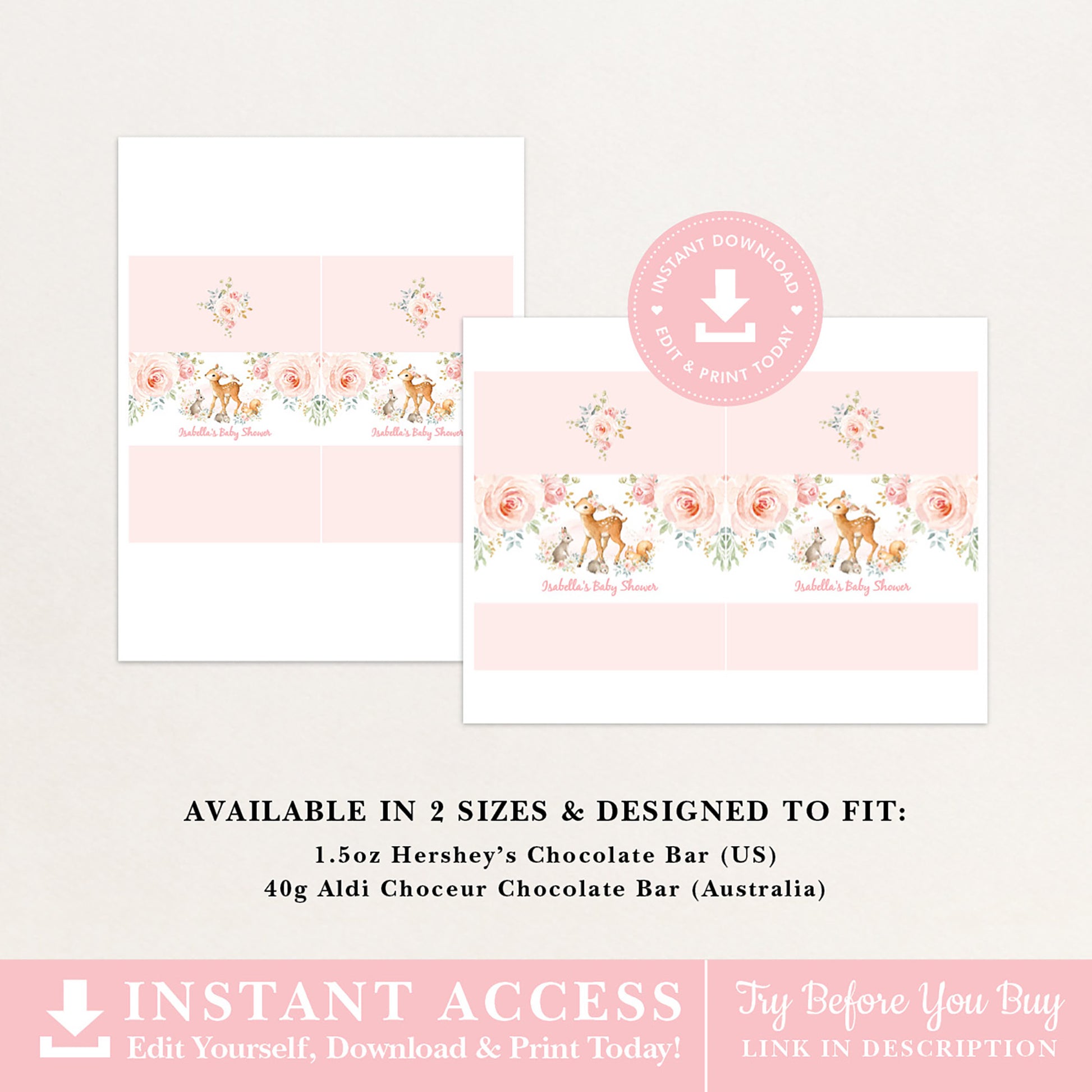 Girl Woodland Chocolate Bar Wrapper