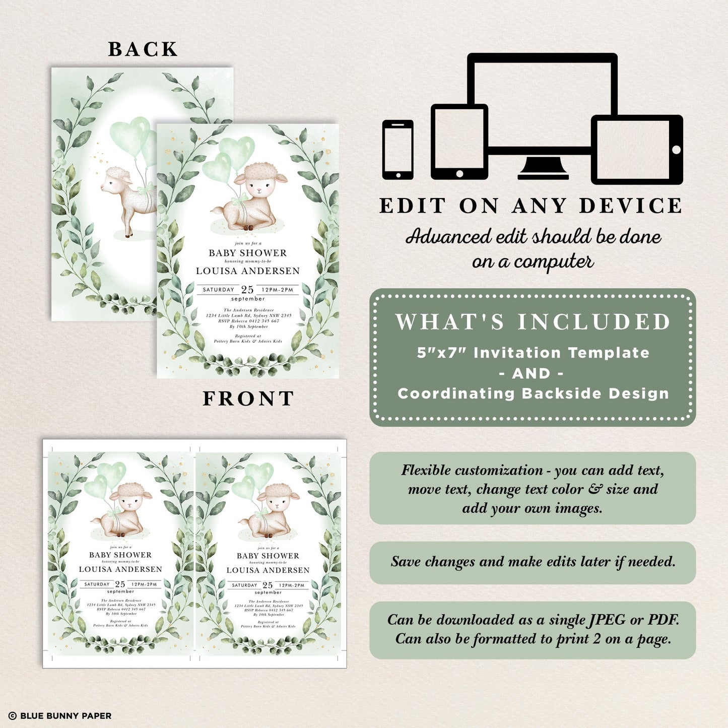 Lamb Baby Shower Invitation