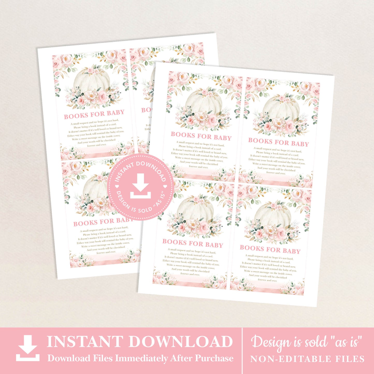 Printable Pumpkin Books for Baby Insert Card