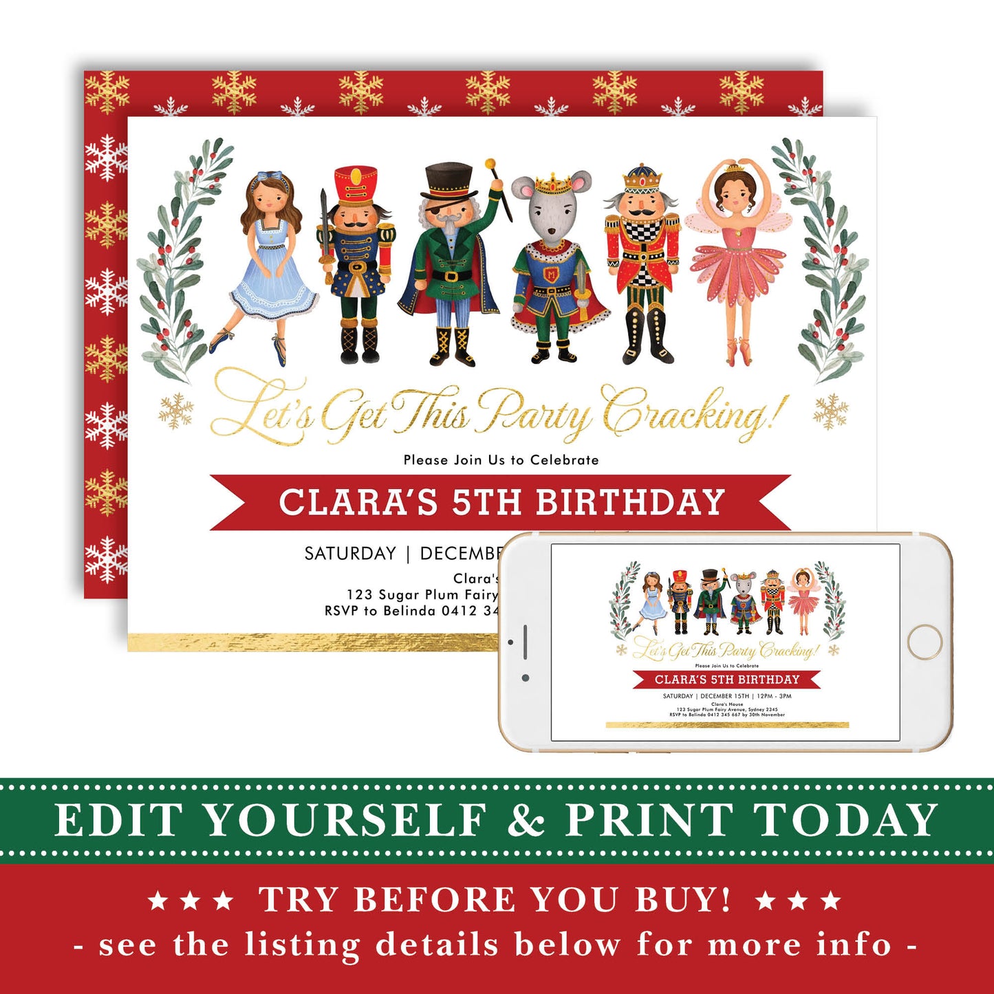 Nutcracker Birthday Invitation