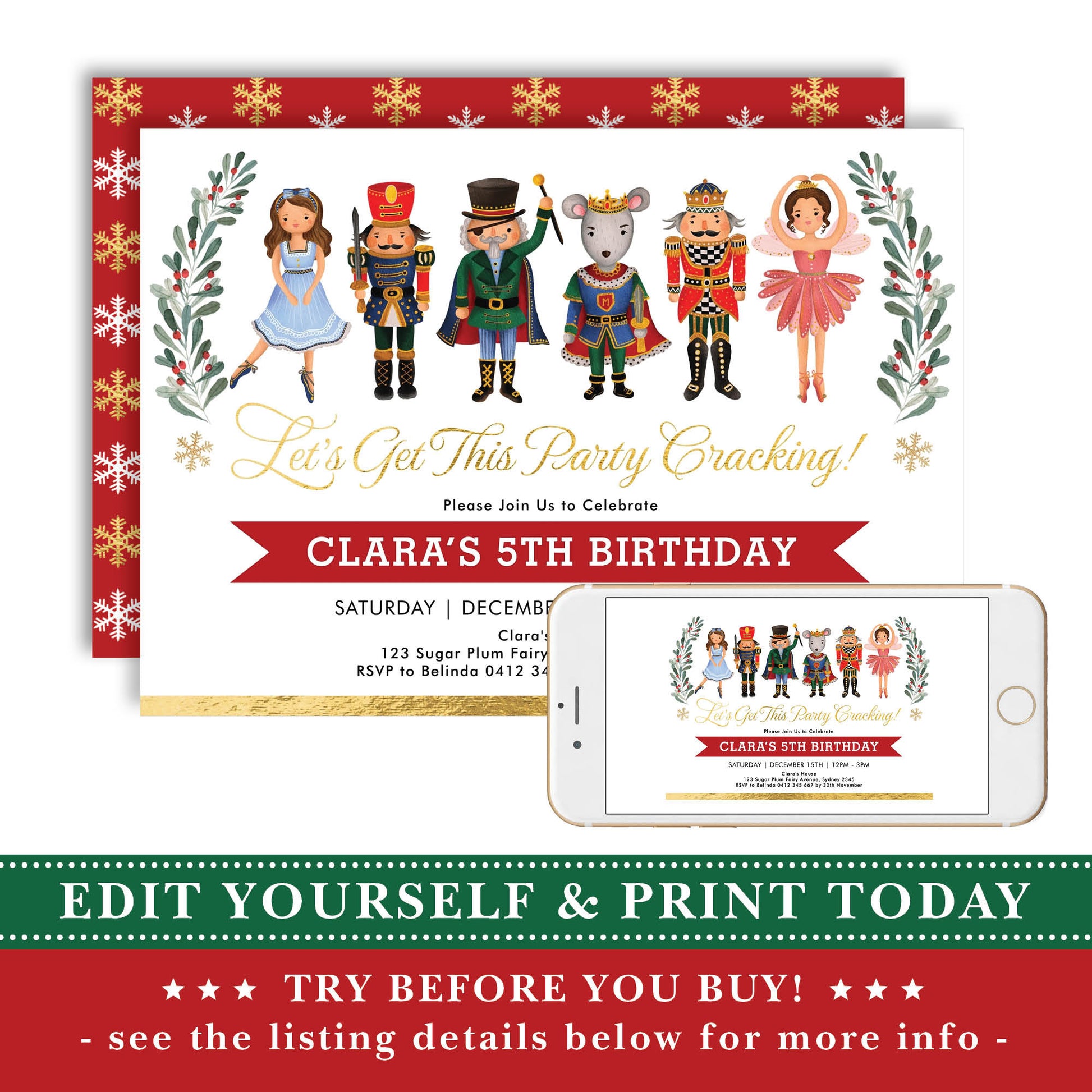 Nutcracker Birthday Invitation