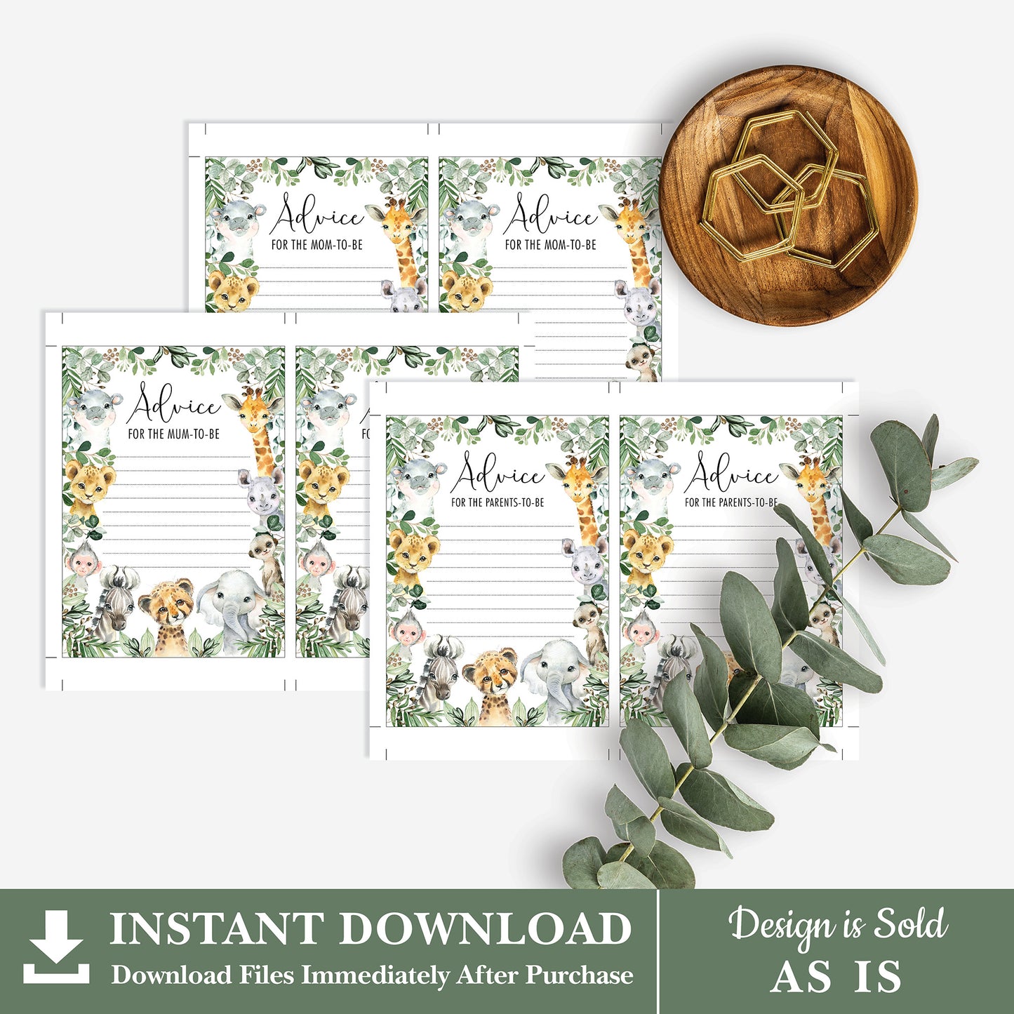 Safari Animals Advice Card for Parents