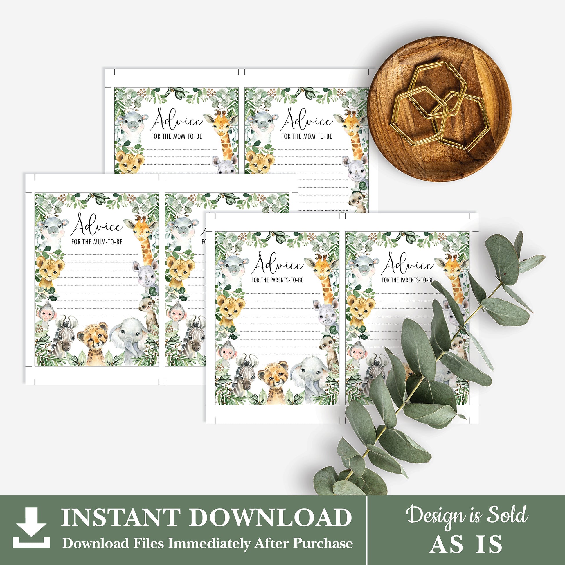 Safari Animals Advice Card for Parents