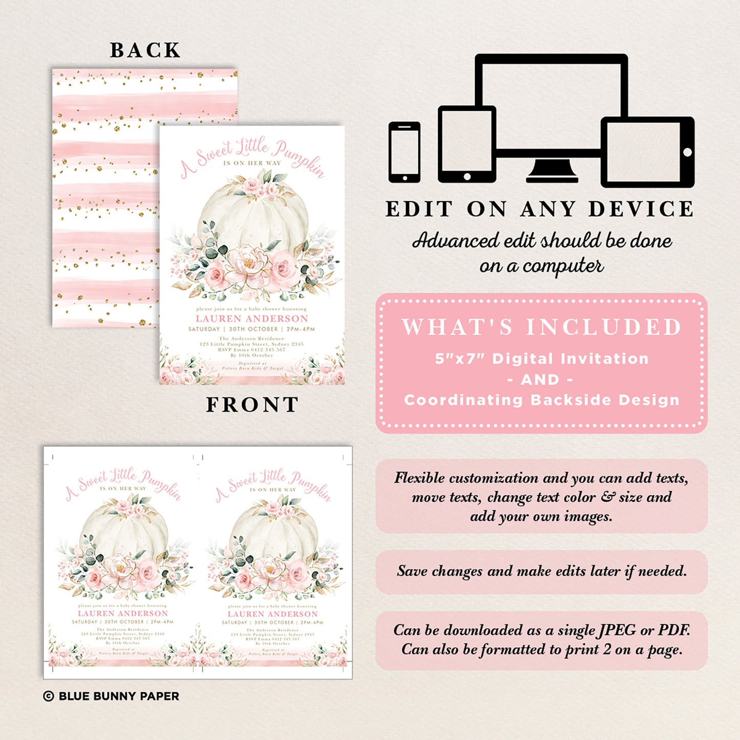 Pumpkin Baby Shower Invitation