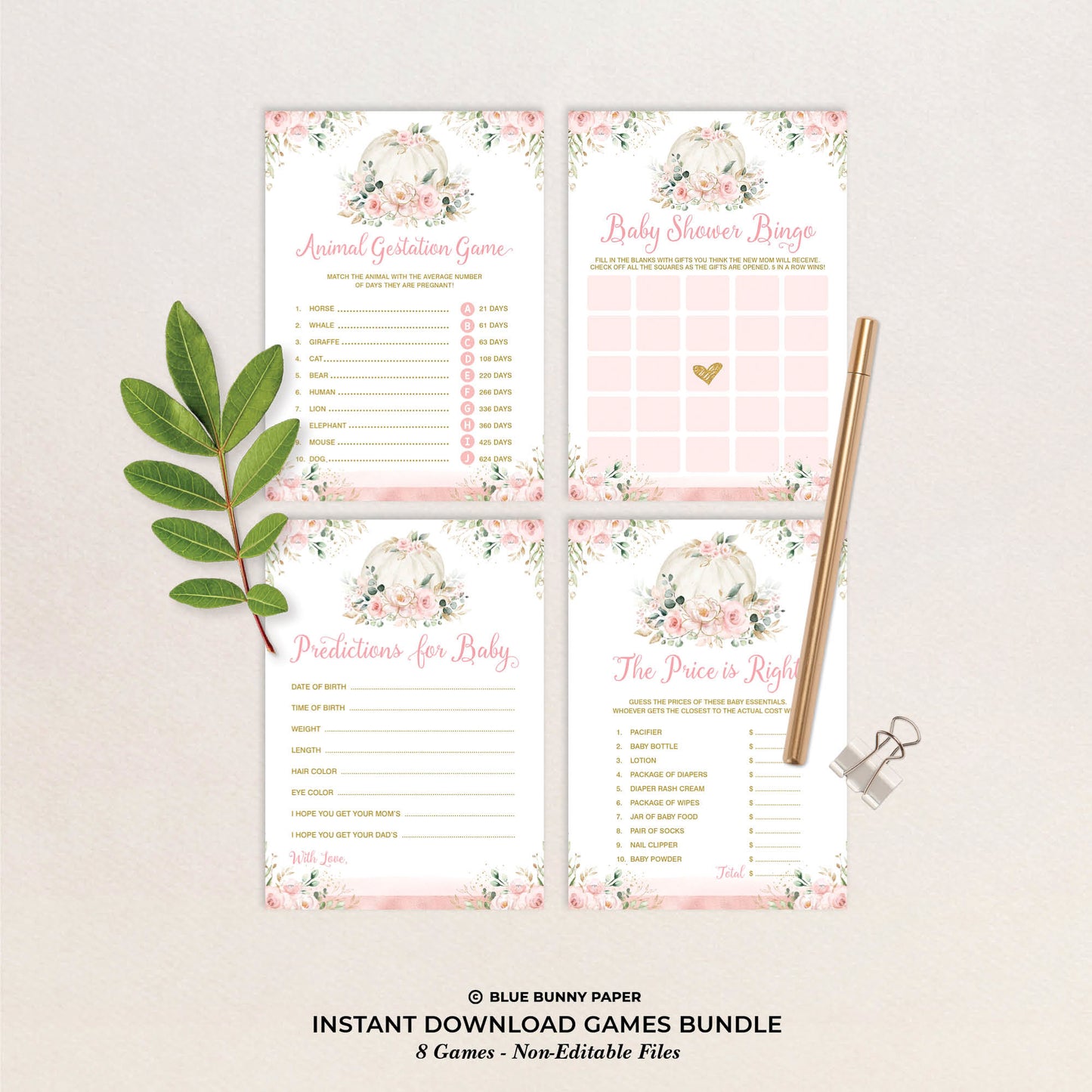 Pumpkin Baby Shower Games Bundle
