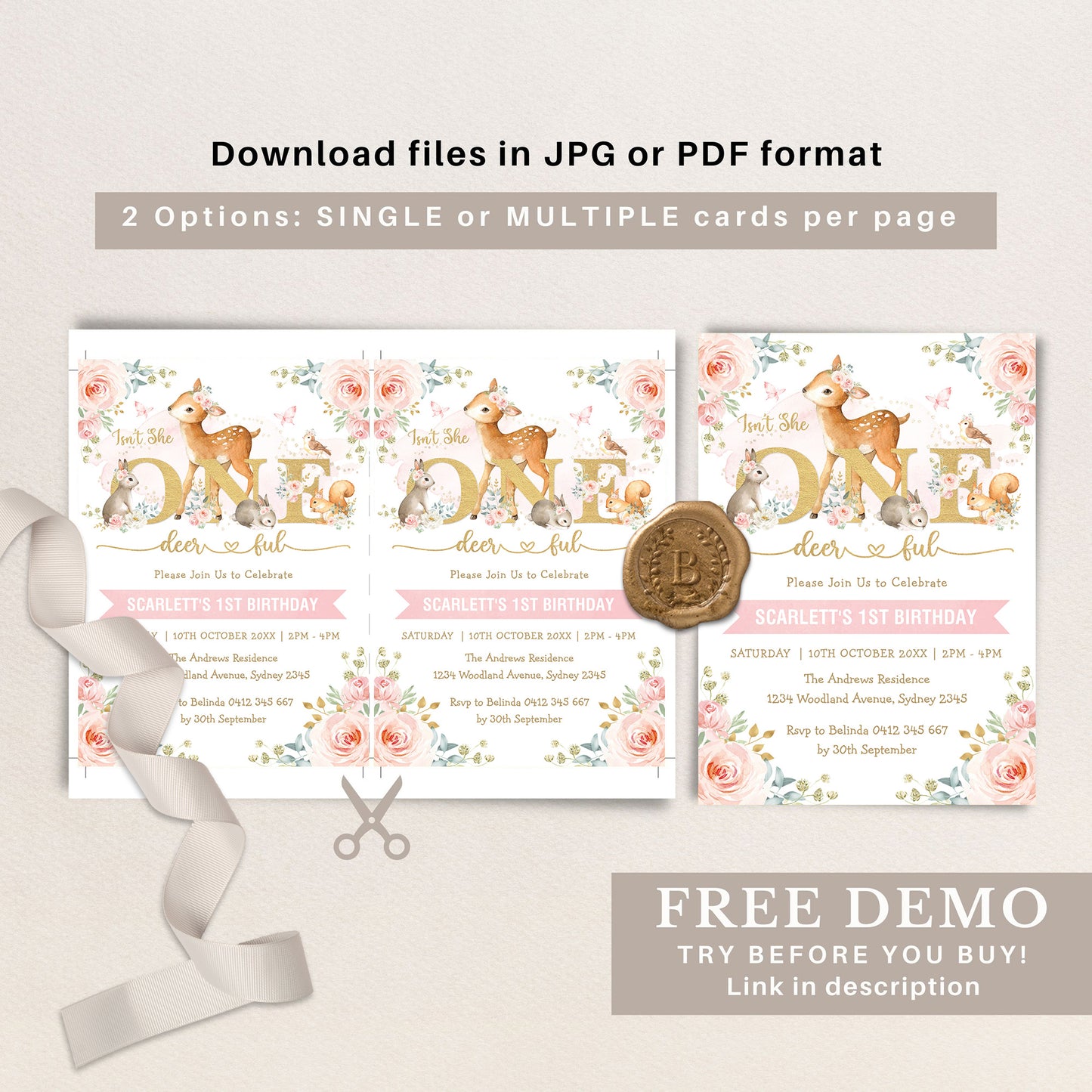 ONEdeerful Birthday Invitation